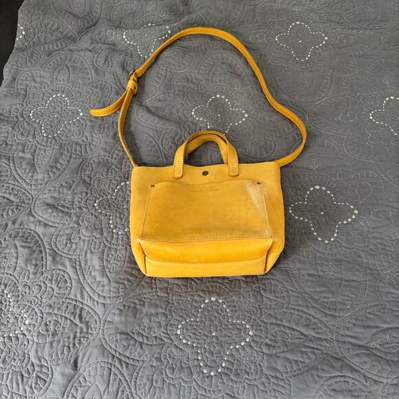 Portland Leather Handbags - Portland Leather Mini Crossbody Tote in “Sunshine” Yellow Leather w/coin pouch